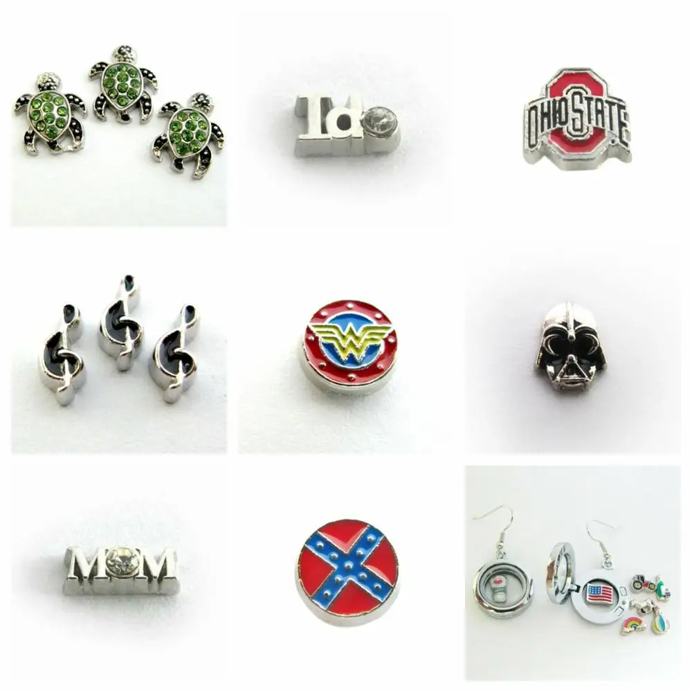 

10pcs/lot Floating Locket Charms Mom tortoise musical note Fit Living Floating Memory locket As Christmas Gift