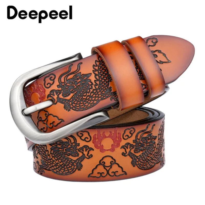 Deepeel 3,8*110-130 см роскошный мужской ремень высокого качества из натуральной кожи мужской классический винтажный ремень с пряжкой для ковбойских джинсов