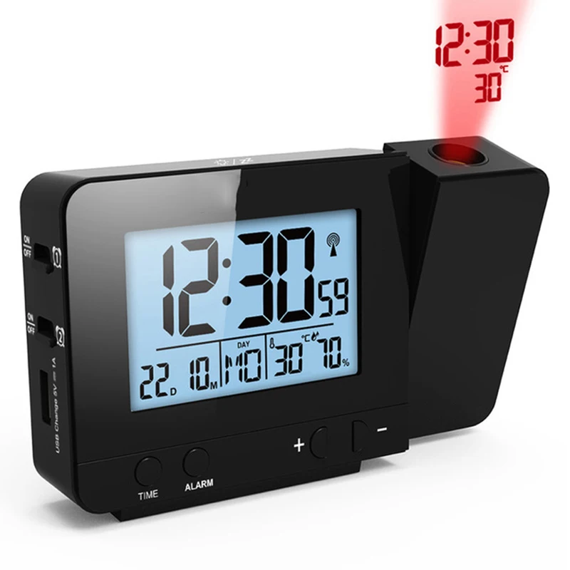 

Digital Weather Temperature Humidity LED Laser Wall Projector Snooze Alarm Clock