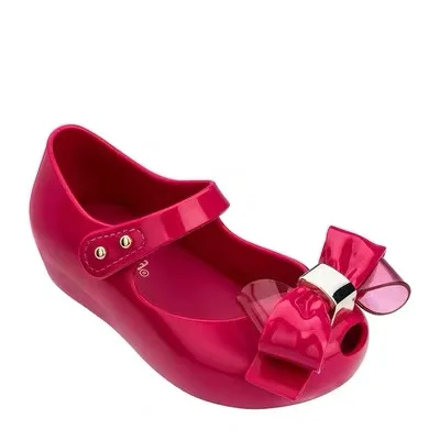 Melissa Ultragirl Campana/Новинка года; летняя прозрачная обувь с бантом для девочек; нескользящие сандалии для девочек; пляжные сандалии для малышей - Цвет: red