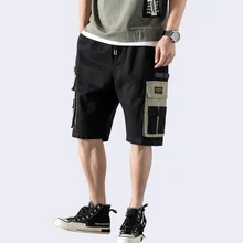 Мужские хлопковые шорты Карго, уличная одежда, хип-хоп, мужские повседневные шорты с множеством карманов, мешковатые, высокое качество, мужские летние шорты A928