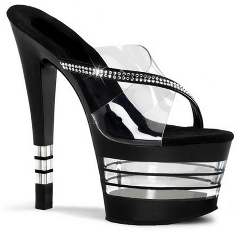 

Fashion thin super star shoes, 17 cm high heels, summer stripe platform, baking paint decoration, sequins sandals