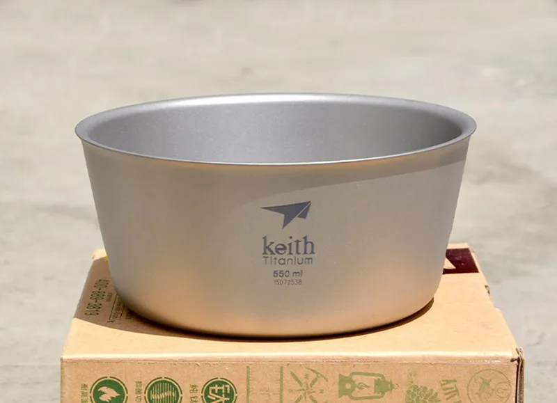 Keith Titanium Bacia Double-wall Função Bacteriostática Turismo Outdoor Camping Caminhadas Picnic Talheres Tigela 114g Kt322 550 ml 20 550 ml Keith Titanium Bacia Double-wall Função