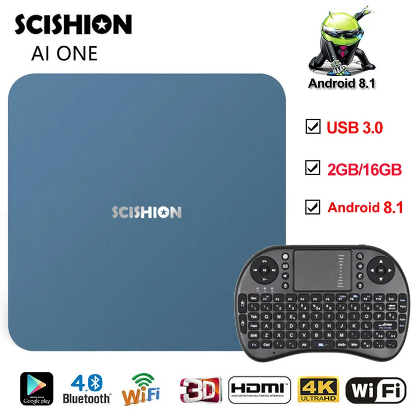 

AI ONE RK3328 Android TV BOX Android 8.1 OS Voice Control 2G/16G 4K WiFi BT 4.0 Smart TV Set Top Box Display Screen Media Player