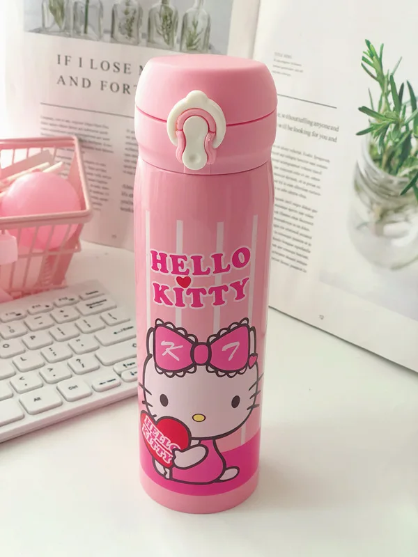 Новый HelloKitty из нержавеющей стали вакуумная колба прыгающая крышка замок кружка