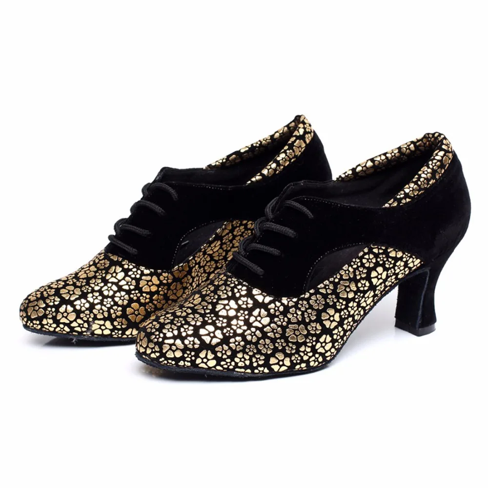 Woman Ballroom Latin Dance Shoes Suede Sole Mid Heels 5/6/7cm Female