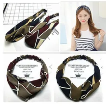 Женская эластичная повязка на голову в клетку с узлом, хлопковая повязка на голову, впитывающая пот, повязка на голову для йоги, популярные спортивные аксессуары для волос