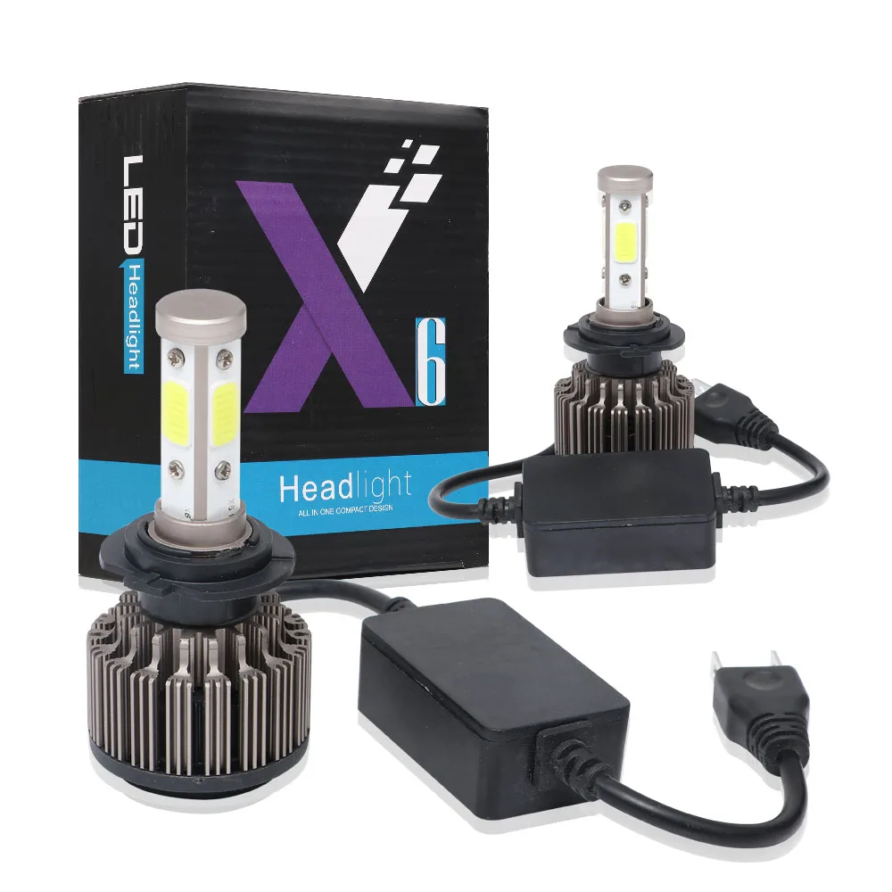 

DIC 2Pcs H7 4 Sides LED COB Light Bulb 100W 6500K 10000lm CANBUS Headlight Bulbs Automobile Auto Fog LED Car Headlamps