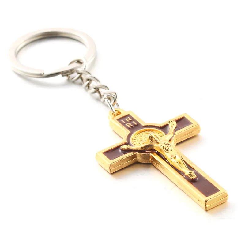 

5.4*3.2CM Crucifix Jesus Keychain For Women Men Key Chain Bag Pendant Keyring Christian Jewelry Accessories Gift