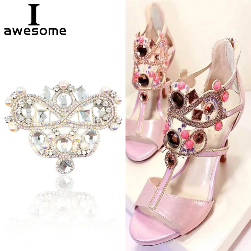 

1pcs Bridal Wedding Party Shoes Accessories High Heels Shoes DIY Manual Rhinestone flower Sandals Shoe Decorations Pearl Patches