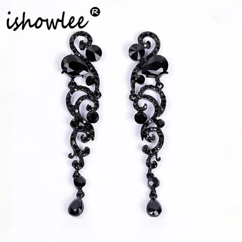 

ISHOWLEE Long Fancy Gothic Earrings for Women Crystal Multicolor Vintage Bridal Earrings Luxury Fashion Wedding Jewelry esh11