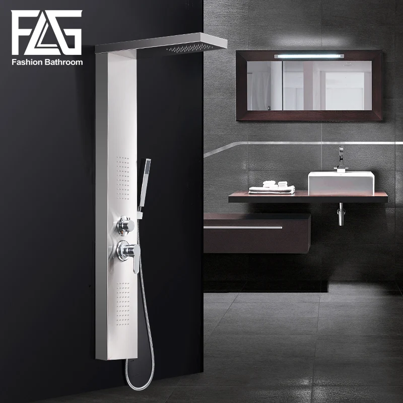 Душевая панель Водопад из нержавеющей стали и никеля с насадками|wall mounted shower faucet|shower faucetsrain waterfalls |