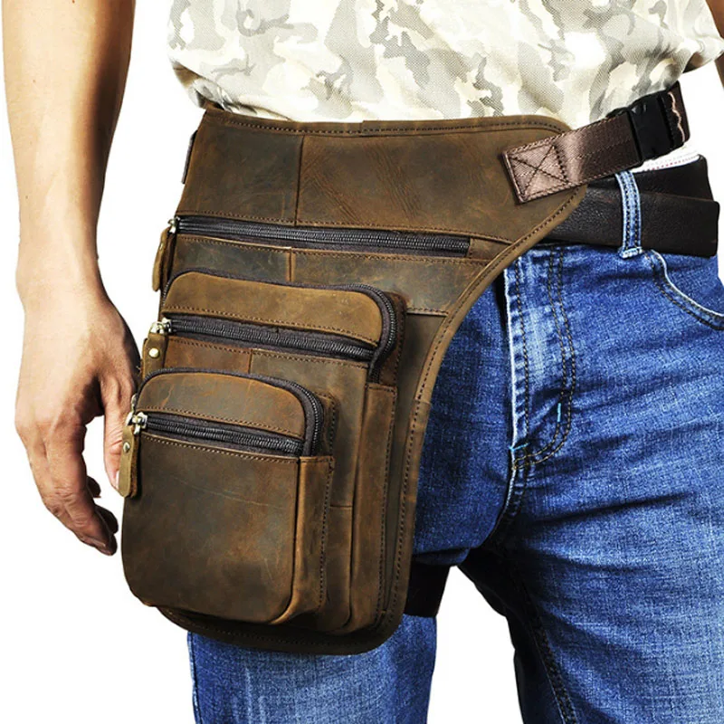 mens leather leg bag
