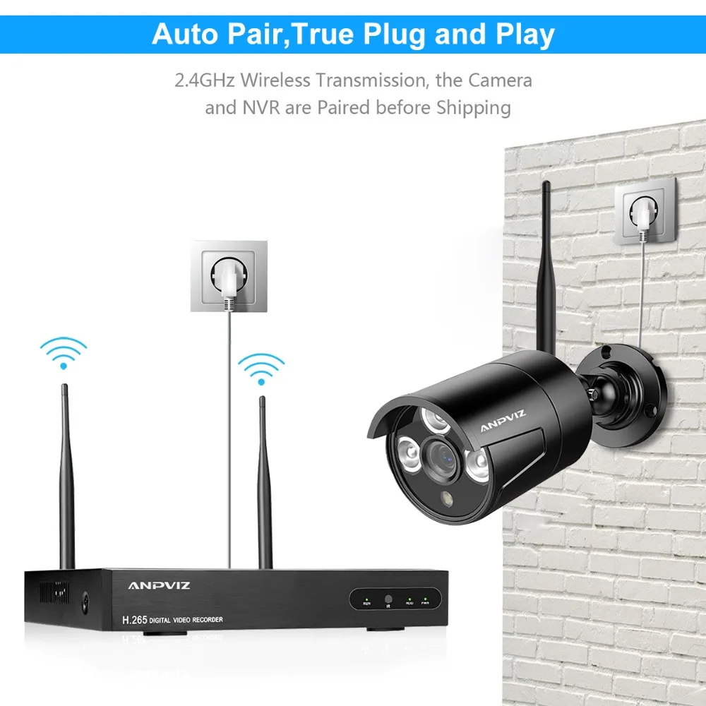 Anpviz Беспроводной безопасности Камера Системы 8CH 1080 P WI FI NVR комплект