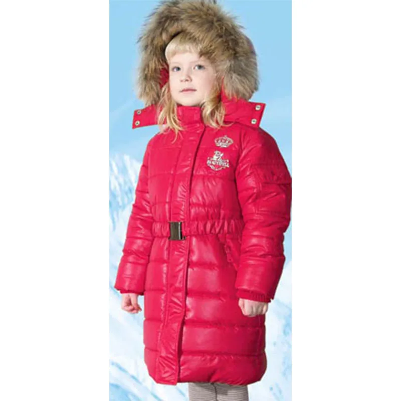 

Girls Winter Duck Down Jackets Warm Outerwear Fur Collar Jackets for Girl Kids Down Coat Long Thick Coat 1105