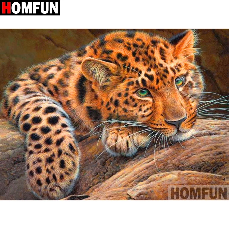 

HOMFUN 5D DIY Diamond Painting Full Square/Round Drill "Animal leopard" 3D Embroidery Cross Stitch gift Home Decor A02025
