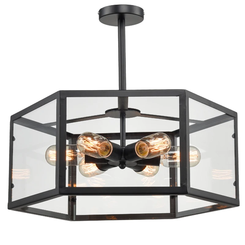 

Free shipping pendant lights Modern Creative Cafe Bar Counter Restaurant Living Room Edison Lamps Hexagonal Geometry Droplight
