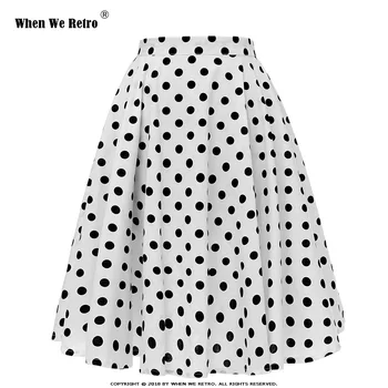 

When We Retro Women Elegant Summer Floral Polka Dot High Waist Cotton Skirt Big Swing Pin-up Vintage A Line Skirt VD0786-0794