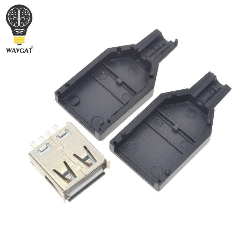 

New 10pcs Type A Female USB 4 Pin Plug Socket Connector With Black Plastic Cover