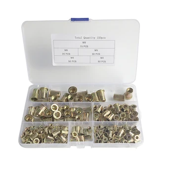 

165pcs/box Rivet Nut Sert Cap Assortment Kits M3 M4 M5 M6 M8 Rivet Nut Carbon steel galvanized Flat Head Threaded