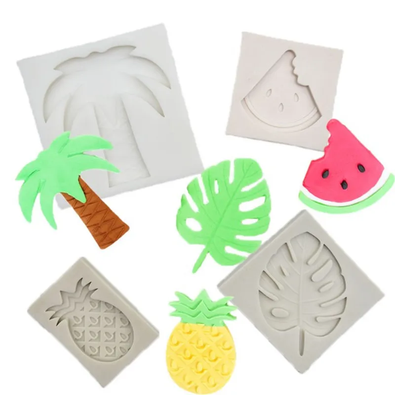 

Summer Party Coconut Tree Watermelon Pineapple Silicone Molds Turtle Leaf Chocolate Candy Fondant Cake Decorating Tools