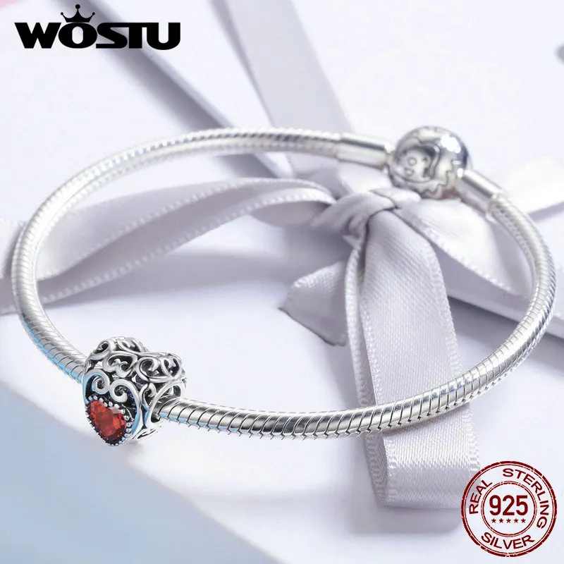 WOSTU 925 пробы серебро 12 месяцев камень по рождению фирменное сердце бусины