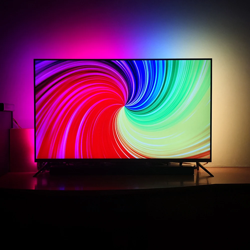 Светодиодный светильник для ТВ с подсветкой RGB, Светодиодная лента, разноцветный ТВ-светильник для настроения, окружающий светильник ing Лента набор для ПК HD tv Monitor