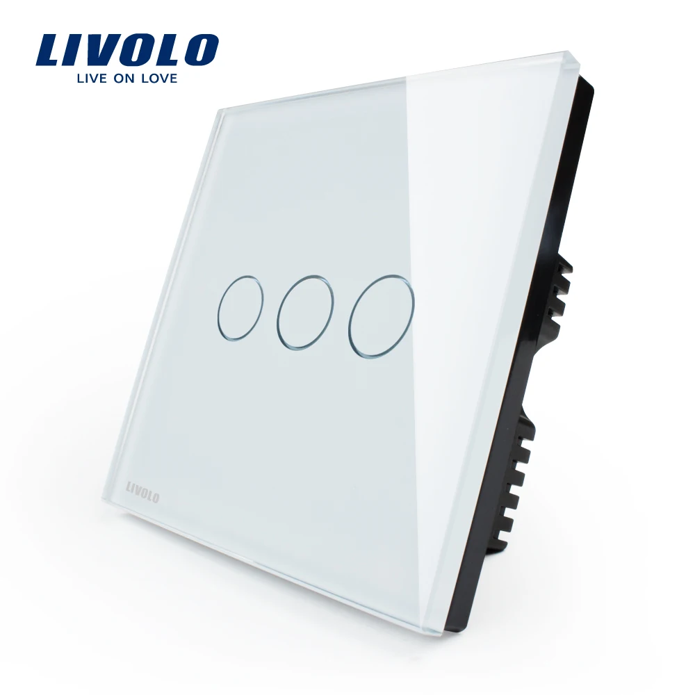 LIVOLO сенсорный выключатель стеклянная панель VL-C302-61/62/63220 ~ 250 В 2 банды только