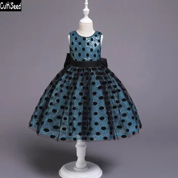

Cultiseed Baby Girl Princess Party Dress Children Sequined Dot Print Bow Cute Dress Kids New Dance Mesh Sleeveless Vest Dresses