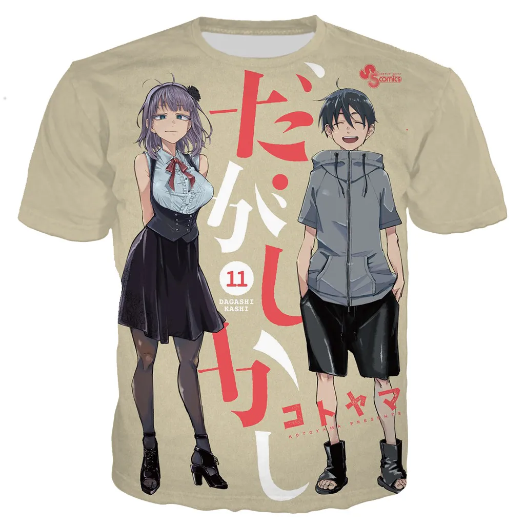 Аниме Dagashi каши милые мужские рубашки 3D печатная Футболка забавные модные летние