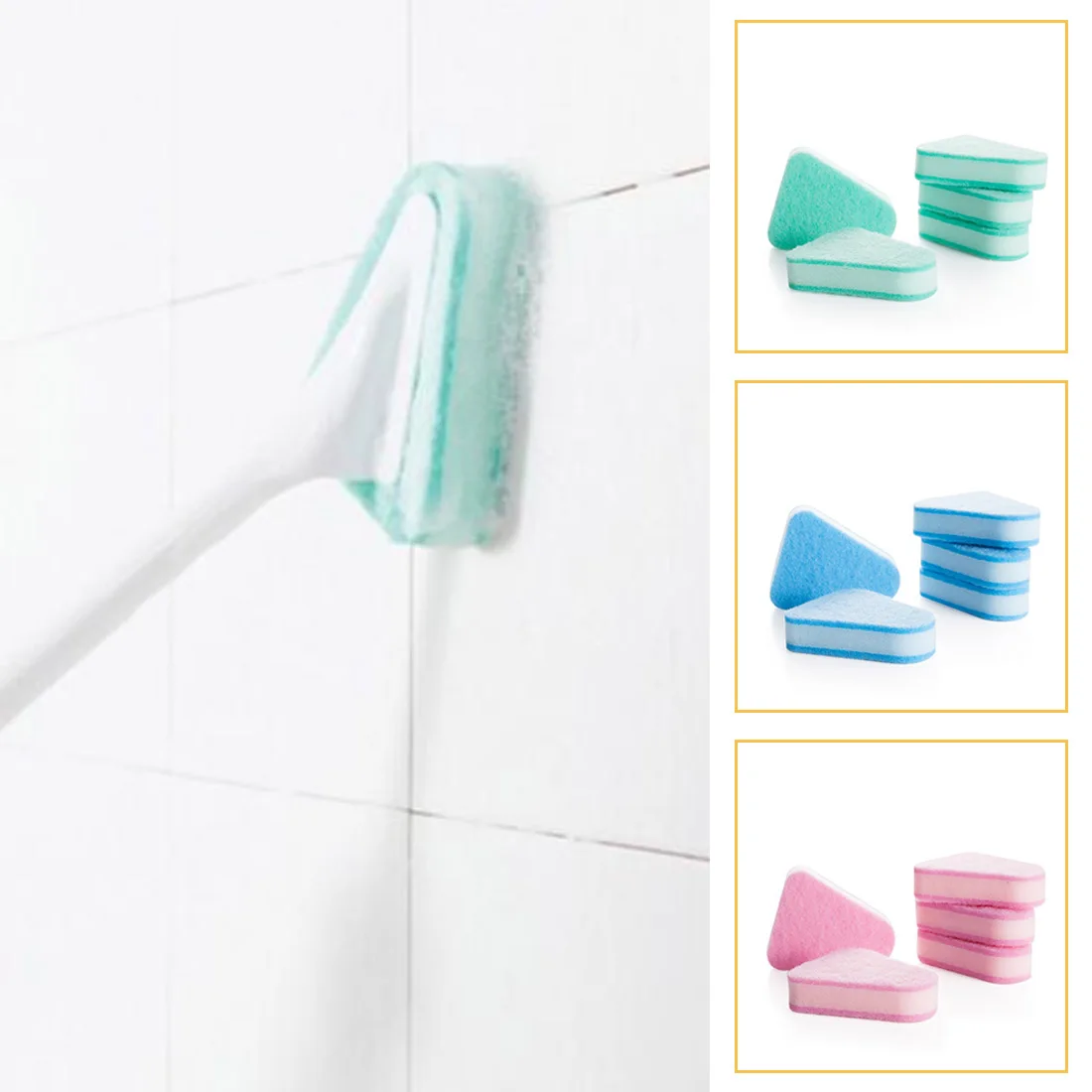 

1pc Multifunctional Kitchen Bathroom Toilet Cleaning Tool Long Handle Triangular Sponge Brush Usuful Brush Replacement Cloth