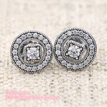 Coolkuxuan, 925 пробы, серебряные, AAA+ CZ, винтажные, Allure, серьги-гвоздики для женщин, съемные, два слоя, серьги, модное ювелирное изделие