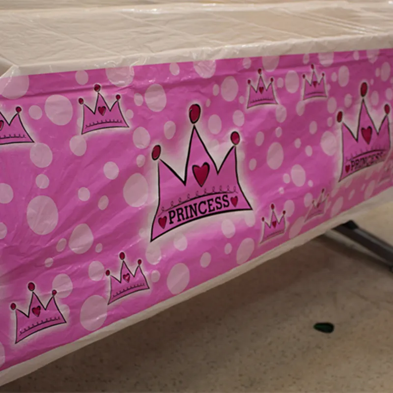 

1pc/set tablecloth birthday girl theme pink series tableware party toys crown theme party event holiday supplies