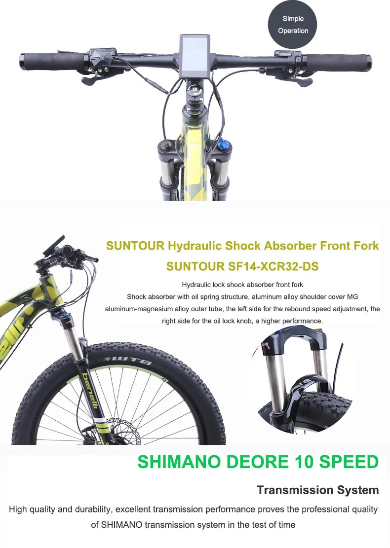 Excellent Electric Bicycle Electric Bicycle Bike Multitipo Fat Snow Mountain 36 V Lithium Battery Snow Pas Beach Brake Hydraulic Shock 6