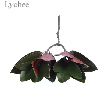 

Lychee Artificial Big Magnolia Leaf Simulation Flower Branch Ornaments Table Home Decoration Supplies