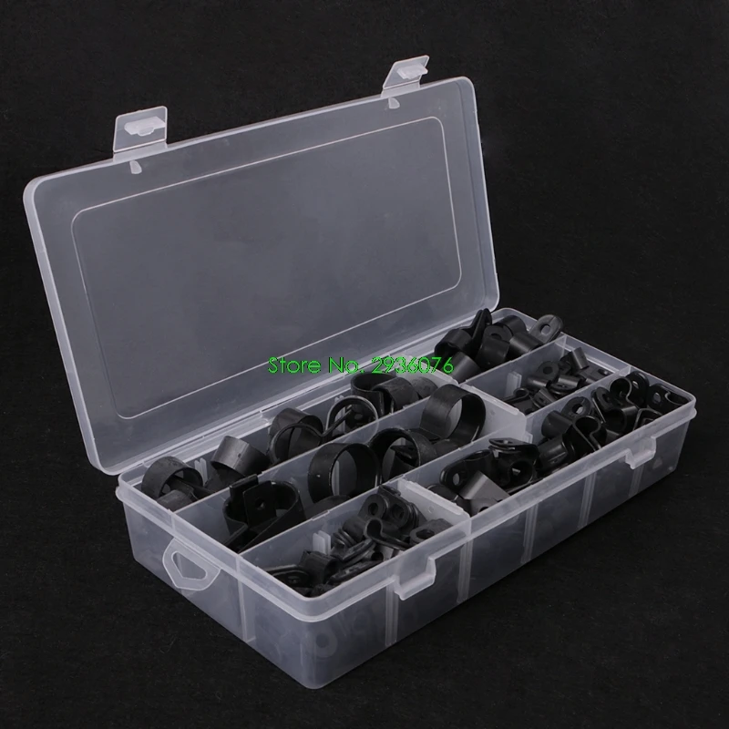 

200PCS/set Black Nylon PType Cable Clamp Fastener Plastic Wire Clips Cable Cord Clip Drop Shipping Support