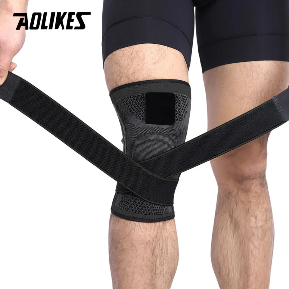 

AOLIKES 1PCS 3D Pressurized Fitness Running Cycling Knee Support Braces Elastic Sport Compression Pad Sleeve For Basketball