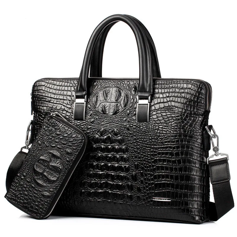 

2018 Fashion Genuine Leather Men Bag Alligator Crossbody Bags Famous Brand Portfolio Laptop Bag Office Handbag Messenger sac