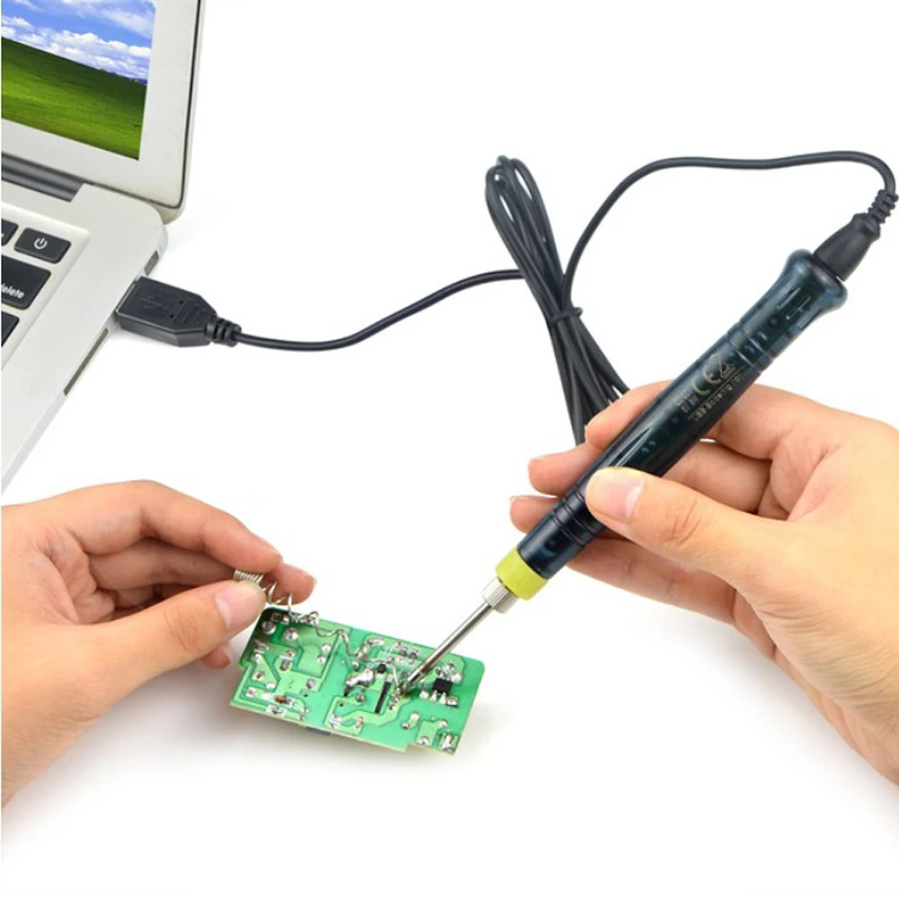 

USB Soldering Iron Mini Portable Soldering Gun with LED Indicator Hot Iron Welding High Quality Heating Tool 5V 8W
