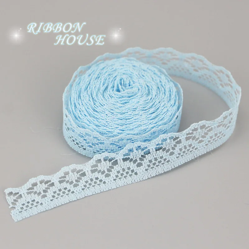 (20 יארד/גליל) בד תחרה לבן ברזל קישוט חומר אריזה ורוד אדום כחול