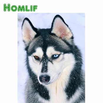 

HOMLIF 5D Diy Diamond Painting snow dog ,Stitch Cross,full Diamond Embroidery Husky Diamond Mosaic Stickers Home Decor
