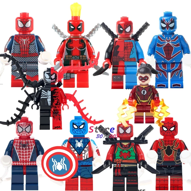 

Single Deadpool Spider Man Venom vs Carnage Jesse Quick Ninja Figures building blocks models bricks toys for children kits