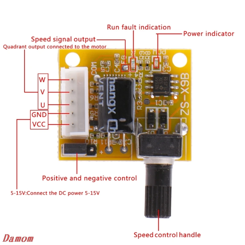 DC 5 V-12 V 2A 15 Вт бесщёточным двигателем Скорость контроллер без зала BLDC драйвер платы Xinp