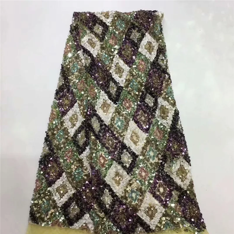 

2019 Fashionable African tulle lace fabric sequins tulle embroidery French net lace fabric for wedding party dresses rf65-1595