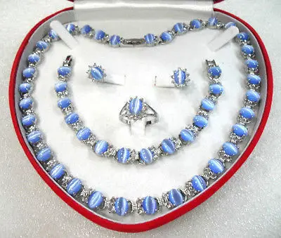 

Wholesale fast SHIPPING >>>>5 color!fine white/yellow/blue/colorful opal necklace bracelet earring /ring set (A0503)
