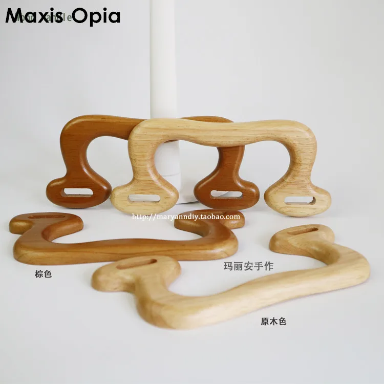 

One Pairs=Two pieces 17.2X9cm Solid OKA Tree Nature Coffee Wooden Bag Handles Zippo Lighter Obag Mini Wood Purse Frame Handle