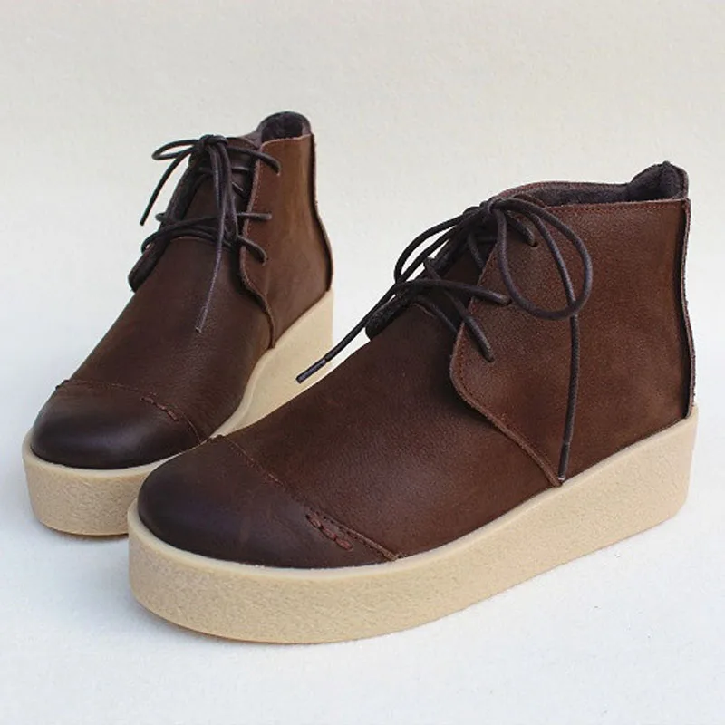 

Women's Winter Boots Plush Genuine Leather Female Shoes Platform Lace up Ladies Ankle Boots Women's Winter Shoes (1989-7)