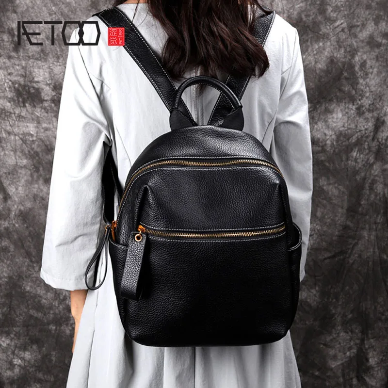 

BJYL Original shoulder bag female new bag first layer cowhide Korean version of wild leather backpack women