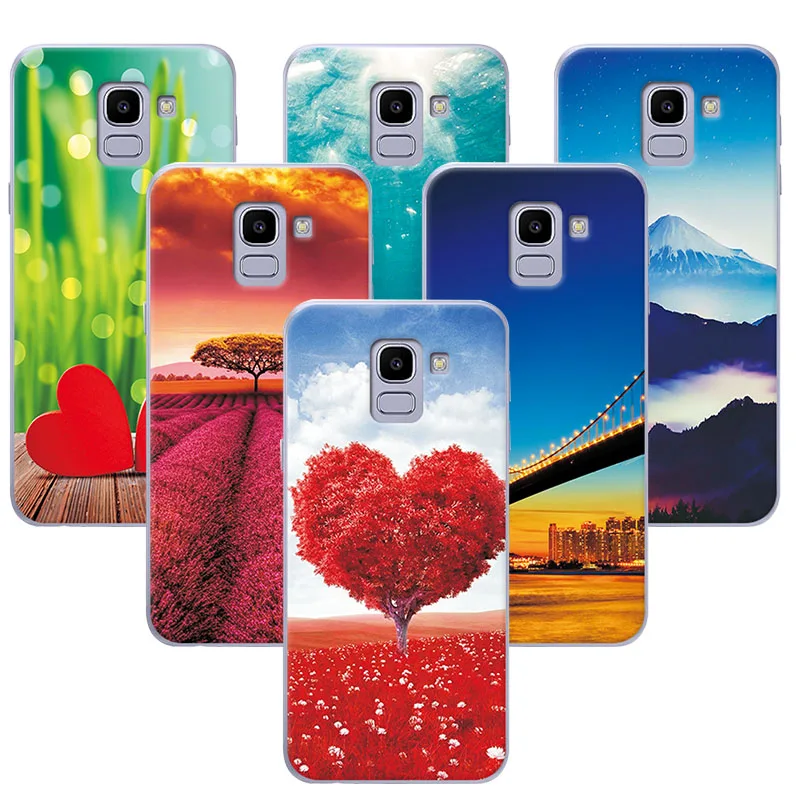 

Back Cover For Samsung Galaxy J6 2018 Case J6 2018 5.6" Scenery Flowers Silicone Phone Cases For Samsung J6 Covers Funda