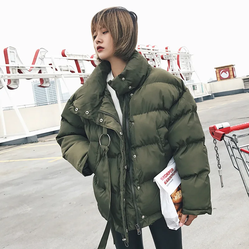 Cheerart Winter Coat Women Parka Down Jacket Stand Collar Anorak Thick Windbreaker Female Zipper Quilted Coat Femme Korean Style